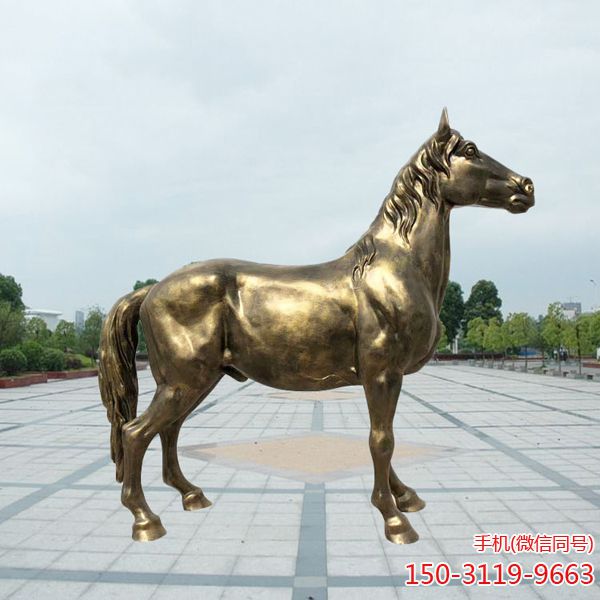 大型仿銅大馬_玻璃鋼動(dòng)物房地產(chǎn)別墅戶(hù)外花園擺件