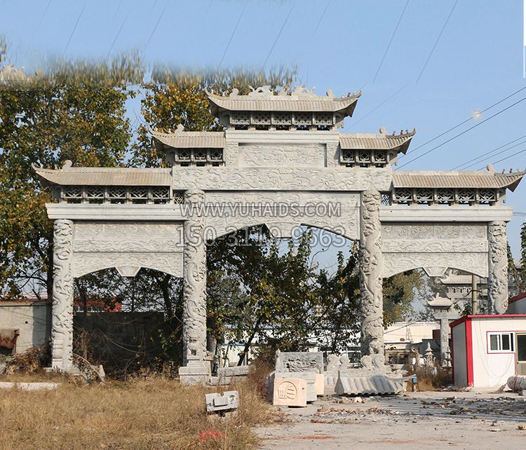 村鎮(zhèn)門口石雕山門牌坊 村鎮(zhèn)門口石雕山門牌坊