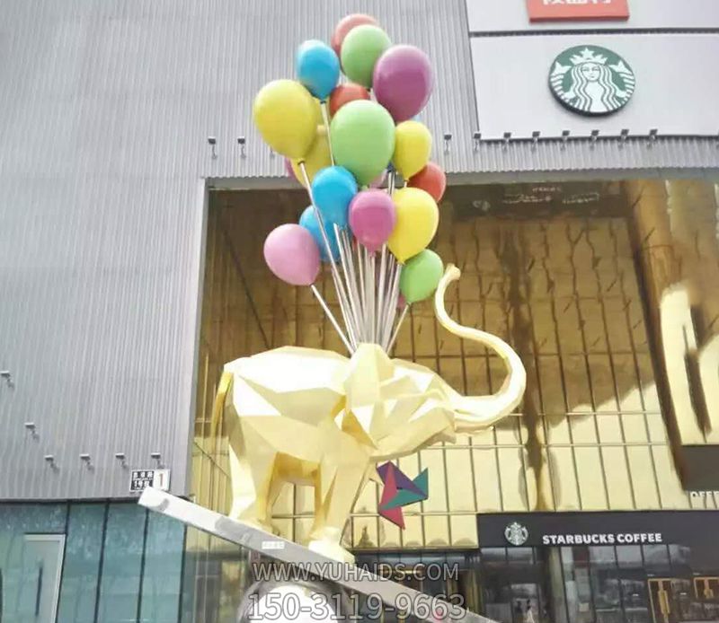 戶外街道創(chuàng)意景觀氣球吊著的大象雕塑 戶外街道創(chuàng)意景觀氣球吊著的大象雕塑