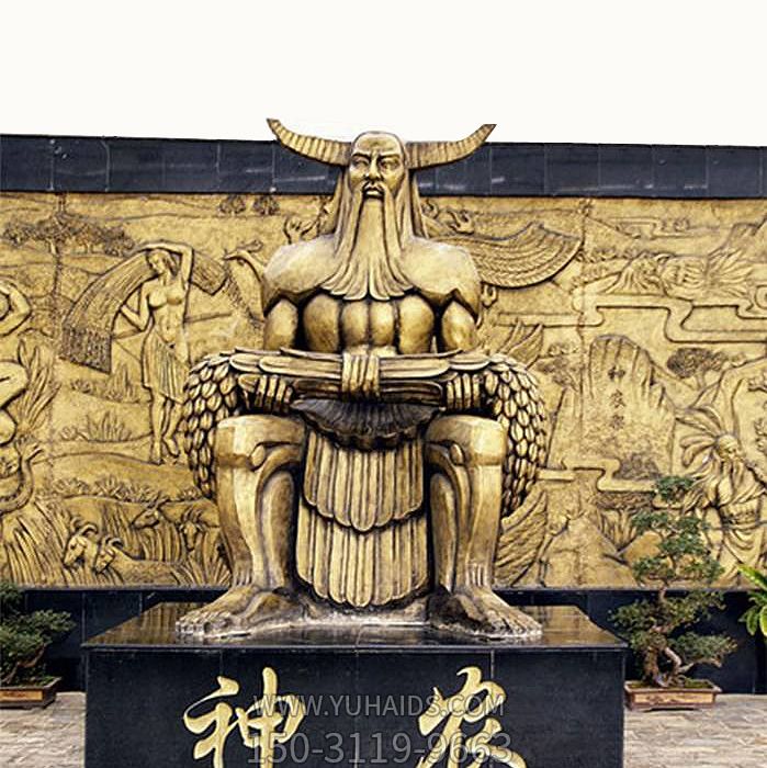 雕塑雕塑 中國(guó)神話傳說(shuō)人物五榖神農(nóng)大帝玻璃鋼仿銅<a href=