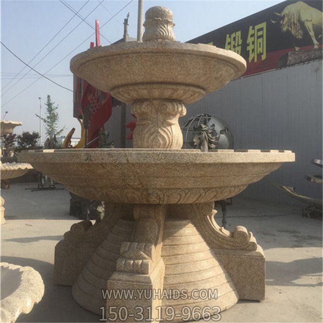  小區(qū)廣場(chǎng)景觀(guān)石雕流水黃銹石噴泉擺件雕塑
