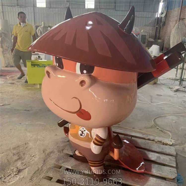 玻璃鋼卡通戶(hù)外園林景觀小牛雕塑
