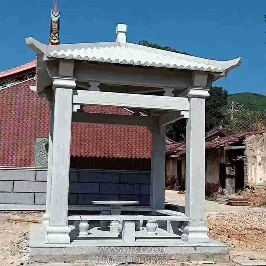 景區(qū)戶(hù)外四角青石仿古建休閑涼亭雕塑