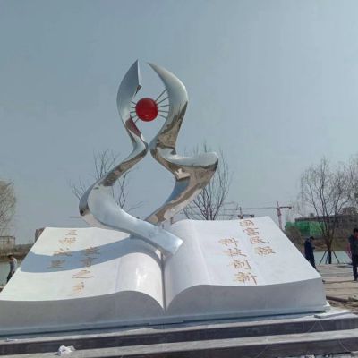 不銹鋼抽象創(chuàng)意不銹鋼書(shū)籍上的景觀(guān)擺件