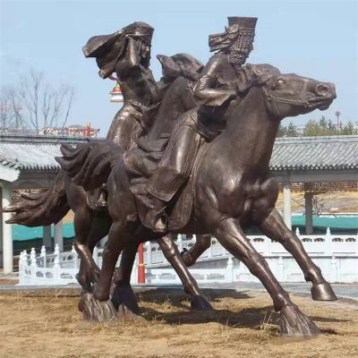 戶(hù)外廣場(chǎng)玻璃鋼仿銅園林少數(shù)民族人物景觀