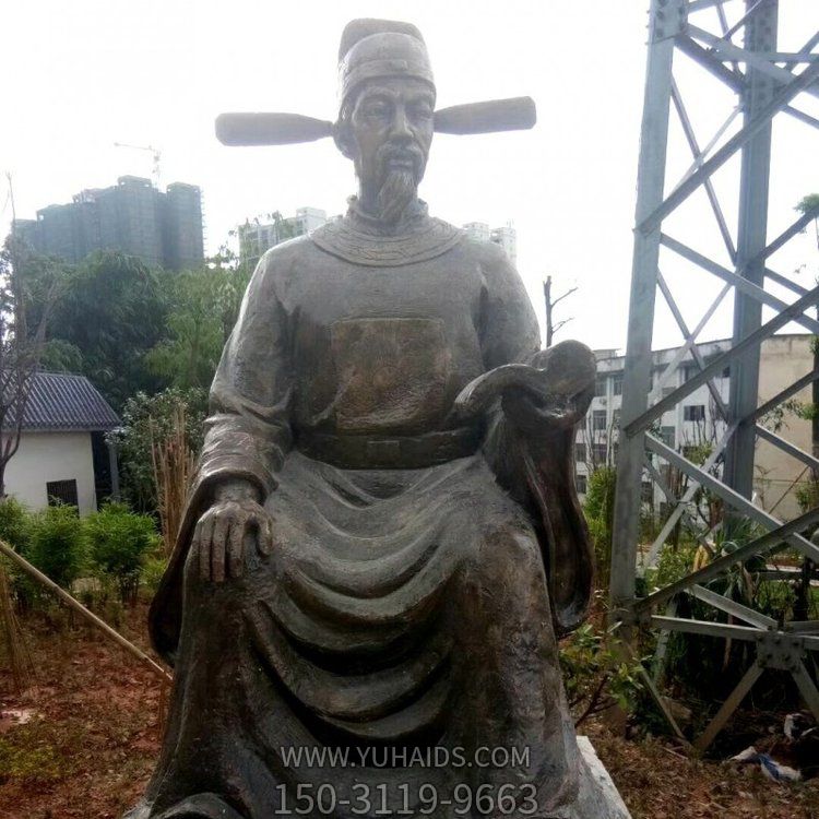 園林戶(hù)外玻璃鋼仿銅古代人物景觀雕塑