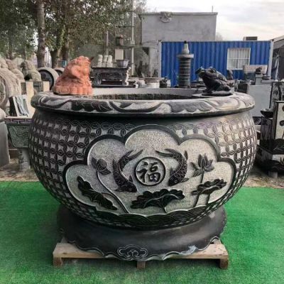 青石大水缸，石雕缸