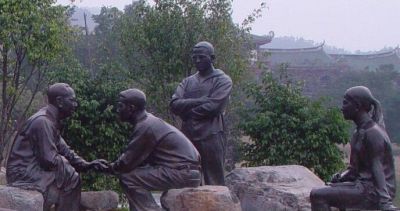 毛主席商談國事人物園林景觀銅毛澤東雕塑