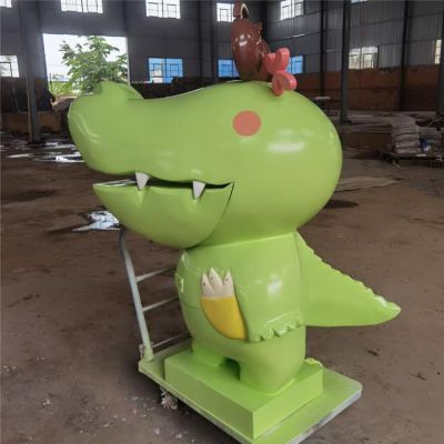 商場游樂園美陳擺件卡通動(dòng)物公仔鱷魚