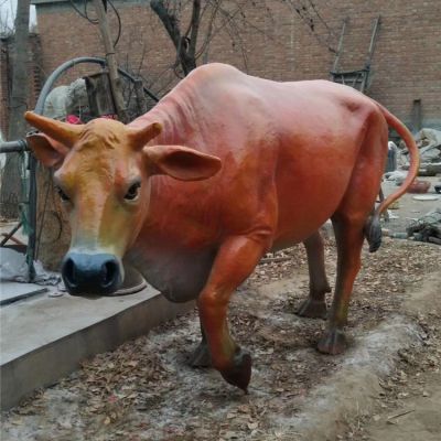 玻璃鋼仿真黃牛雕塑戶(hù)外園林景觀擺件