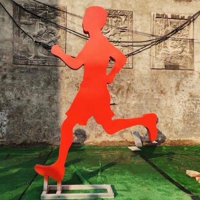 公園林廣場不銹鋼運(yùn)動(dòng)人物擺件定做抽象鐵藝跑步人物雕塑  
