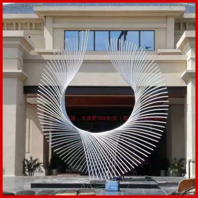 酒店門(mén)口噴泉水景創(chuàng)意抽象拉絲不銹鋼景觀