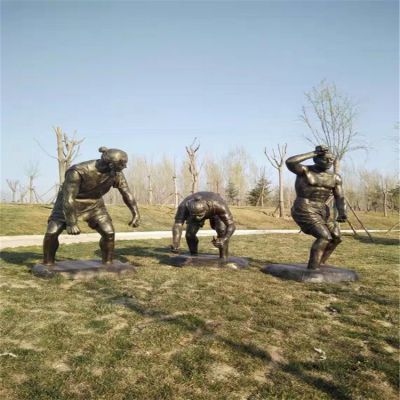 玻璃鋼仿銅人物雕塑 戶(hù)外步行街農(nóng)家院民俗文化景觀擺件