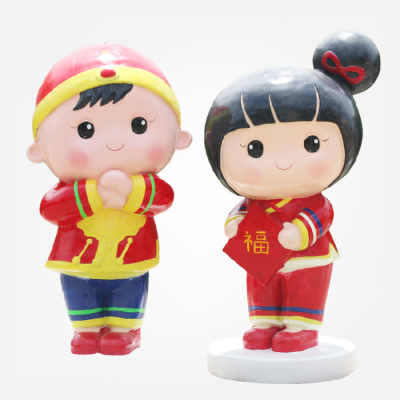 拜年小公仔，玻璃鋼商場春節(jié)美陳卡通人偶