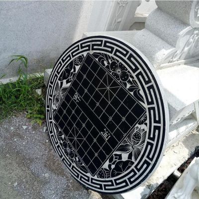 青石石桌，帶象棋棋盤傳統(tǒng)圖案石桌子