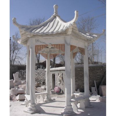 學(xué)?；▓@擺放漢白玉休閑座椅涼亭雕塑