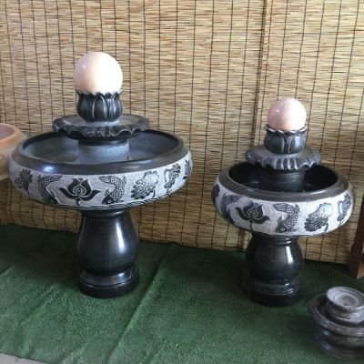 小型室內(nèi)黑色大理石風(fēng)水球水缽，辦公家用招財(cái)風(fēng)水?dāng)[件