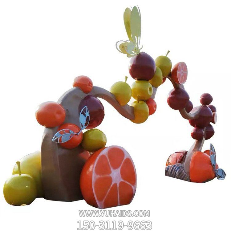 果蔬植物門(mén)口 游樂(lè)園門(mén)頭 玻璃鋼卡通水果造型雕塑