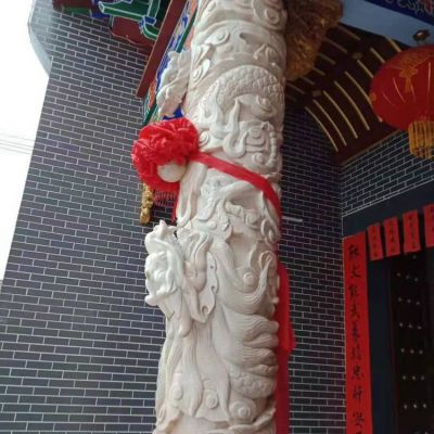 景區(qū)大型盤龍柱 氣勢雄厚奪目大型擺件園林景觀石雕龍柱雕塑