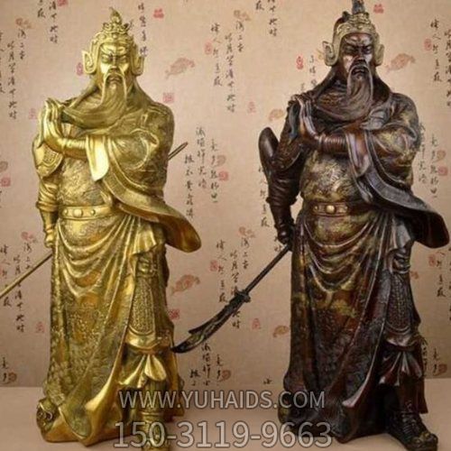 寺廟家居玻璃鋼噴漆烤金關(guān)公雕塑