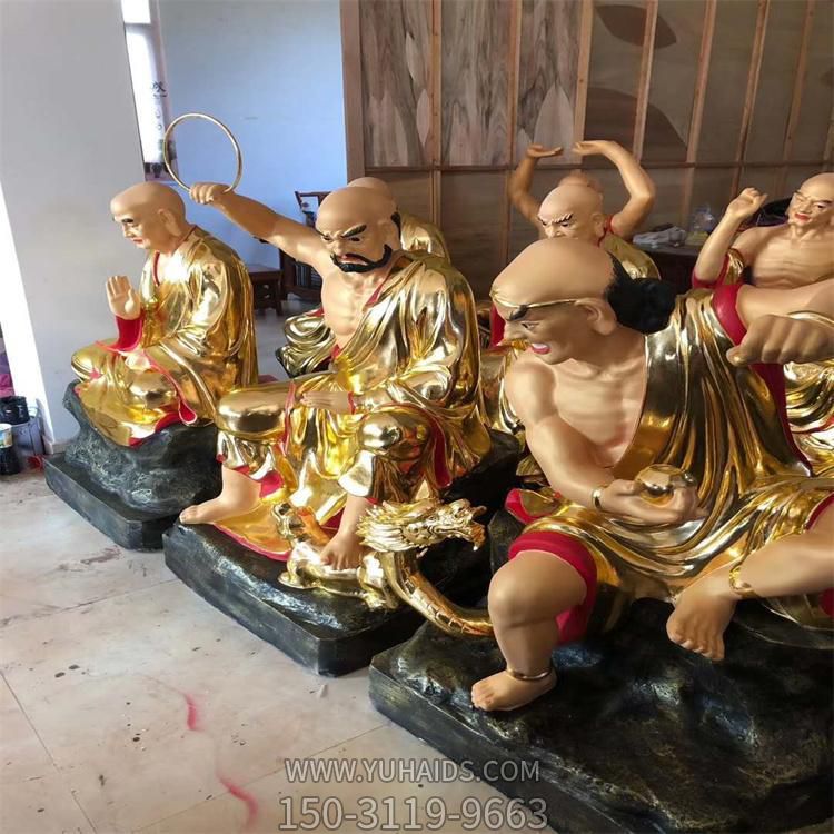 不銹鋼戶(hù)外園林景觀十八羅漢雕塑