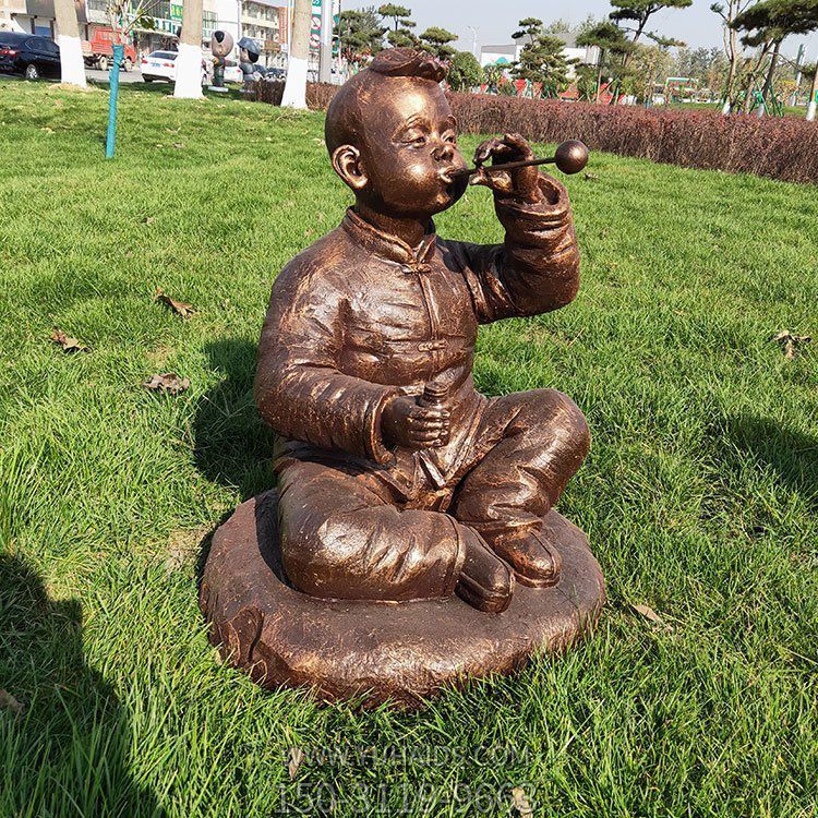 童趣系列人物，吹泡泡的小男孩雕塑