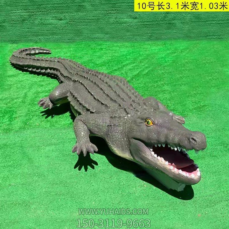 玻璃鋼鱷魚(yú)，仿真爬行動(dòng)物雕塑