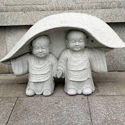 大理石，砂石石雕園林寺廟小沙彌擺件