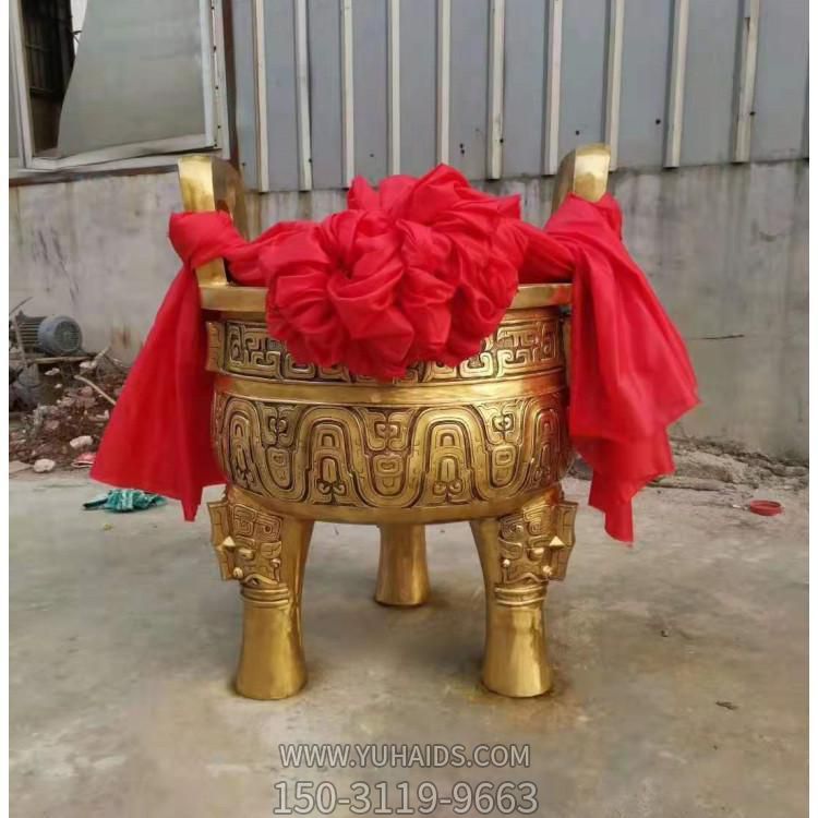 寺院戶(hù)外大型黃銅鑄造圓鼎雕塑擺件