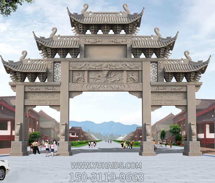 廣場(chǎng)景觀大理三門五樓石牌樓石雕 廣場(chǎng)景觀大理三門五樓石牌樓石雕