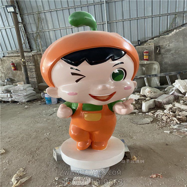 玻璃鋼卡通人物，橘子橙子公仔形象雕塑