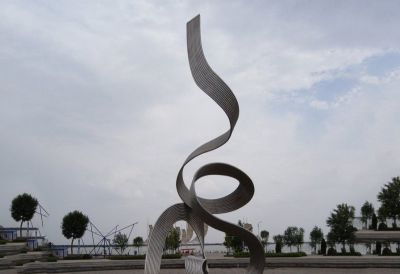 戶(hù)外廣場(chǎng)不銹鋼飄向空中的飄帶雕塑