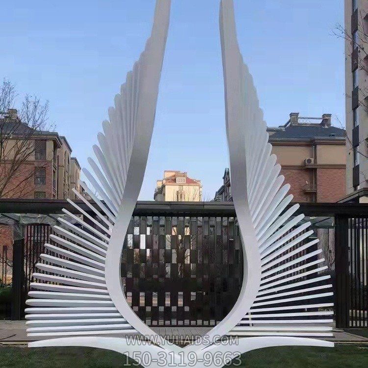 戶(hù)外不銹鋼抽象鳳凰翅膀雕塑 園林景觀異形鏤空金屬售樓部擺件