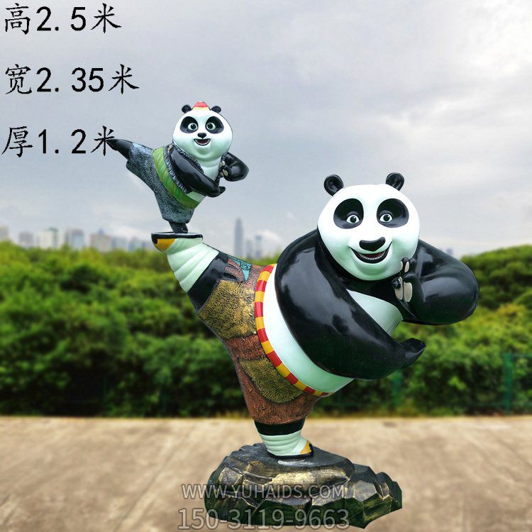 公園游樂場所主題動(dòng)物展示玻璃鋼熊貓雕塑 創(chuàng)意卡通動(dòng)物造型定制