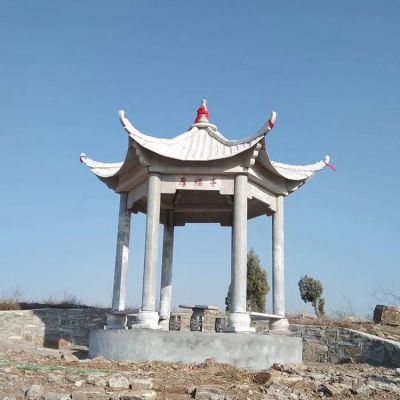大型景觀大理石戶(hù)外園林中式六角涼亭雕塑