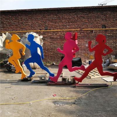 跑步，不銹鋼剪影奔跑人物雕像
