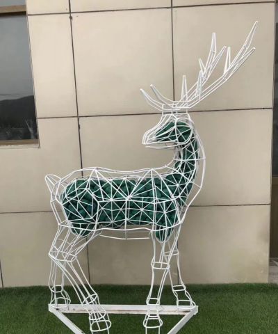 不銹鋼抽象鏤空鐵藝公園別墅梅花鹿雕塑