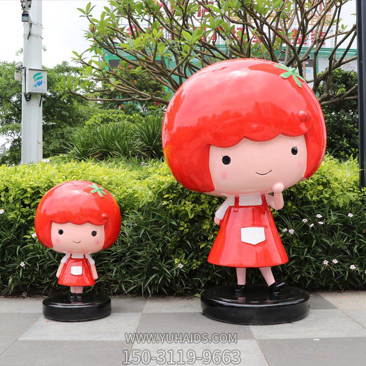 玻璃鋼卡通人偶，可愛的小女生形象雕塑