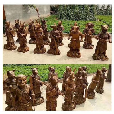 人身獸首的十二生肖銅雕，可做石材或玻璃鋼材質(zhì)