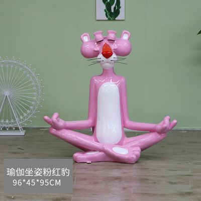 公園、商廈卡通粉紅豹玻璃鋼彩繪創(chuàng)意雕塑