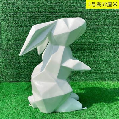 站立的兔子，幾何抽象玻璃鋼兔子