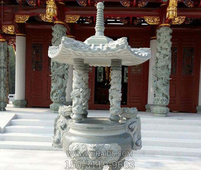 仿古青石浮雕龍紋元寶道教香爐用品 仿古青石浮雕龍紋元寶道教香爐用品