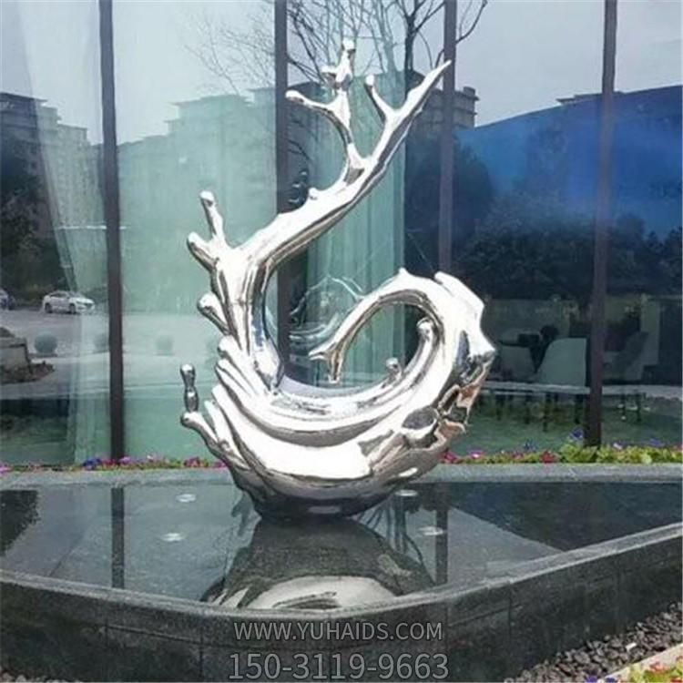 不銹鋼浪花雕塑，園林水景裝飾景觀擺件