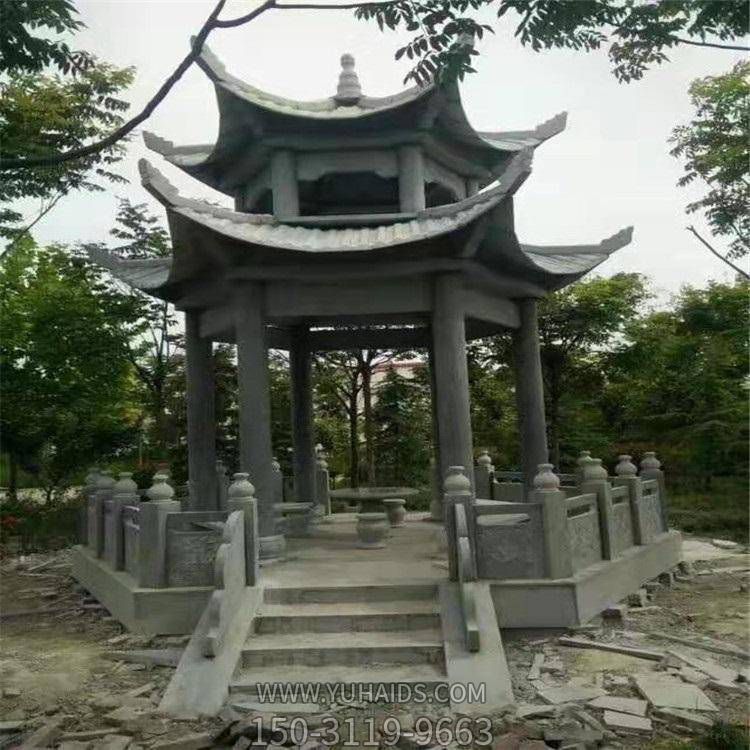 戶(hù)外園林景觀青石大理石石雕雙層涼亭雕塑擺件