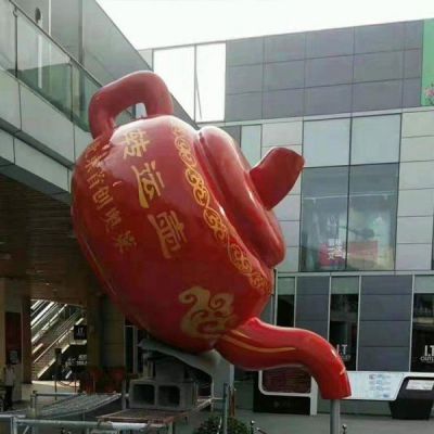 玻璃鋼彩繪戶(hù)外商場(chǎng)大型景觀天壺雕塑