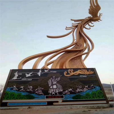  景點(diǎn)廣場擺放不銹鋼烤漆鳳凰動(dòng)物雕塑