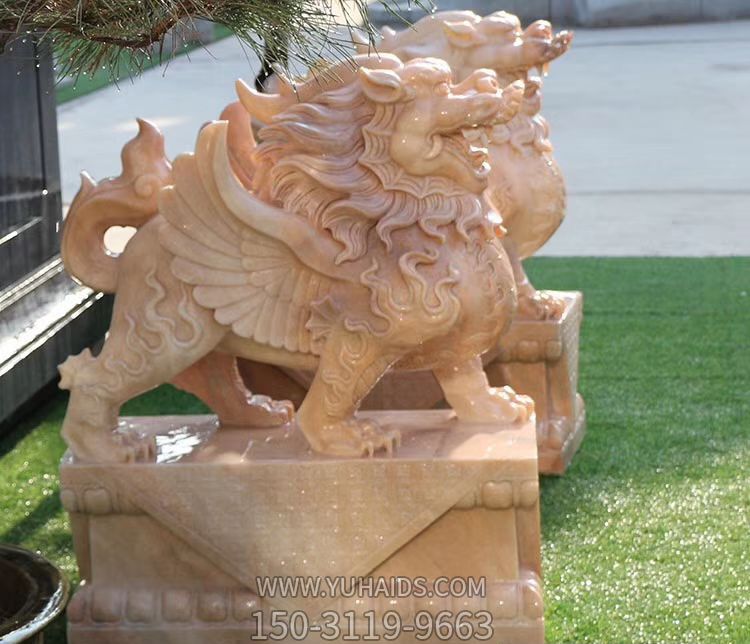 雕塑雕塑 戶外廣場大型神獸景觀裝飾品晚霞紅石雕貔貅<a href=