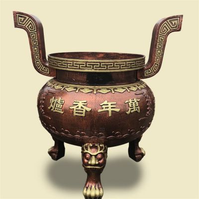家用銅雕上香祈福鼎，香爐雕塑