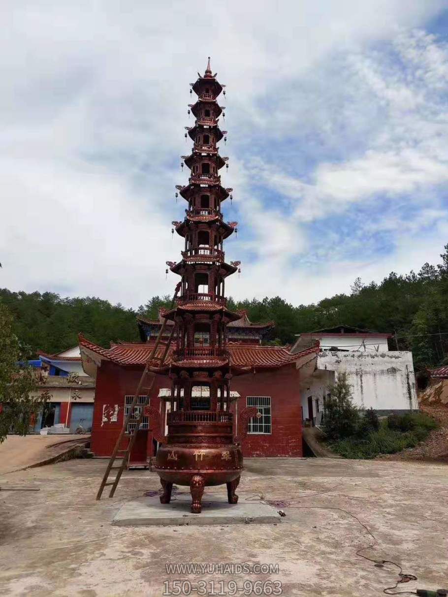 寺廟景點(diǎn)擺放鑄鐵千佛塔裝飾擺件 雕塑