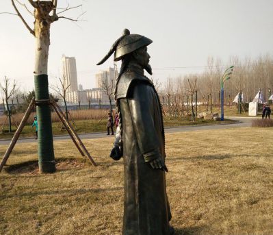 公園廣場(chǎng)草坪擺放站立鑄銅愛國人物林則徐銅雕塑